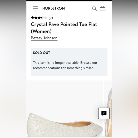 Size 9 Betsy Johnson Crystal Pavé Pointed Toe Flat - Picture 5 of 5